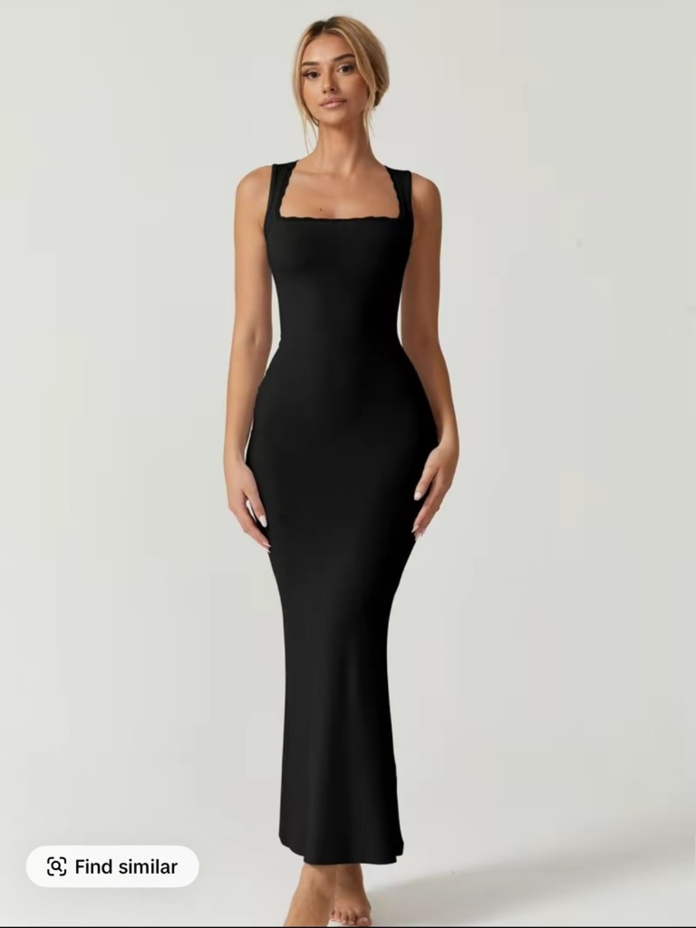 Sleek Navy Square Neck Maxi Dress